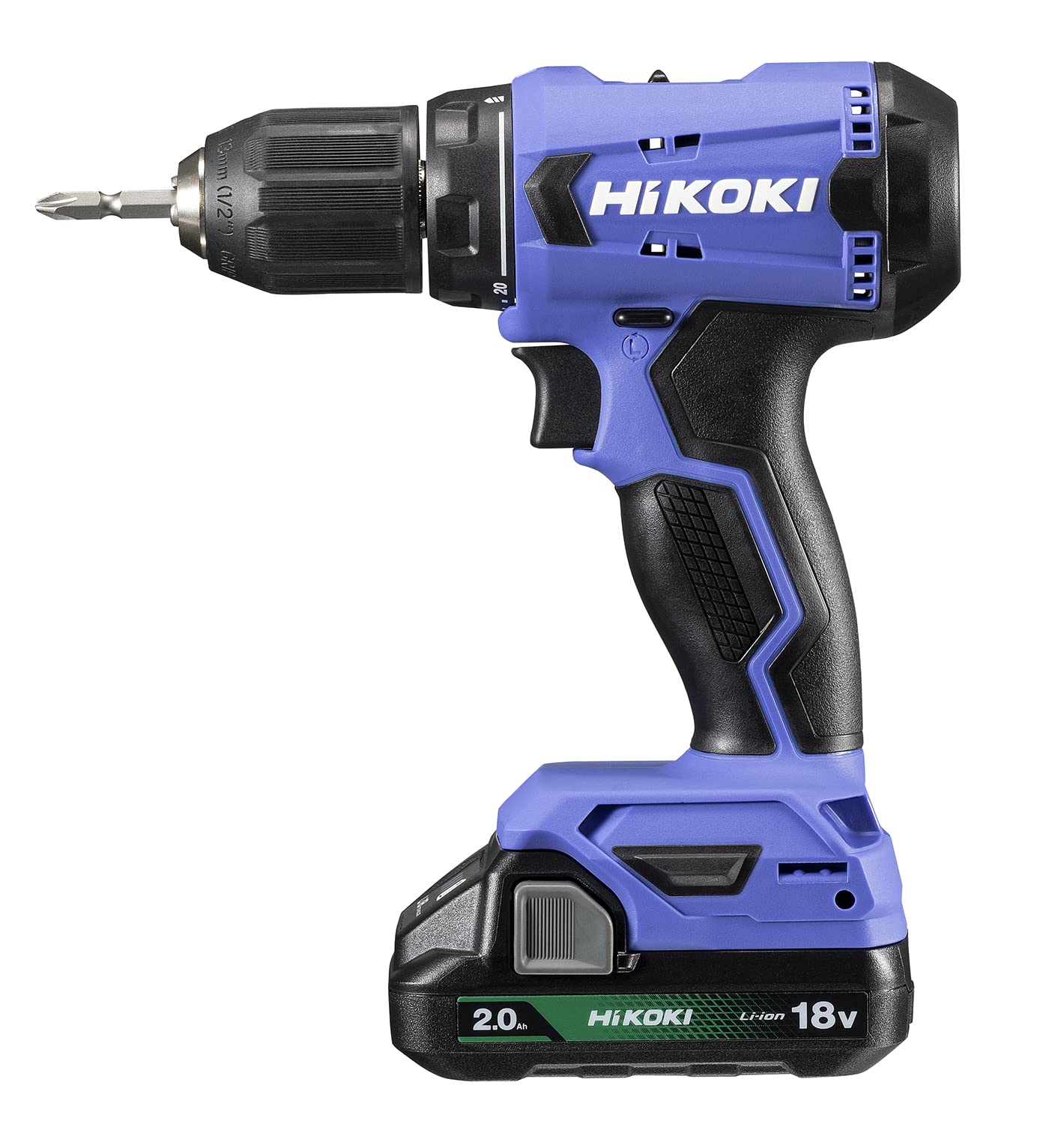 

HiKOKI 18V Cordless Driver Drill with and Case Chuck, 2.0-13mm, 20-Stage Clutch, 2.0Ah Battery, Charger, Included, FDS18DA(BG) синий