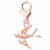 Gilded Pendant Carabiner With A Swallow Bird Bird 925 Silver