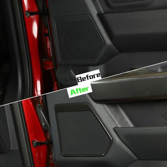 Front & Rear Door Speaker Horn Frame Trim Cover For Ford F150 + Carbon Fiber