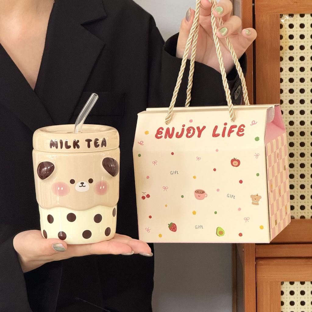 A Beautiful Girl's Birthday Gift Cartoon Milk Tea Cup for Boyfriend and Girlfriend Couple Children's Gift Souvenir