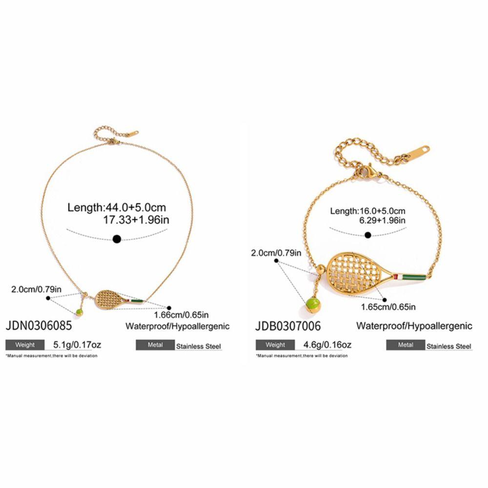 18K Gold Plated Tennis Racket Necklace Metal Chain Gold Clavicle Chain  Neck Jewelry