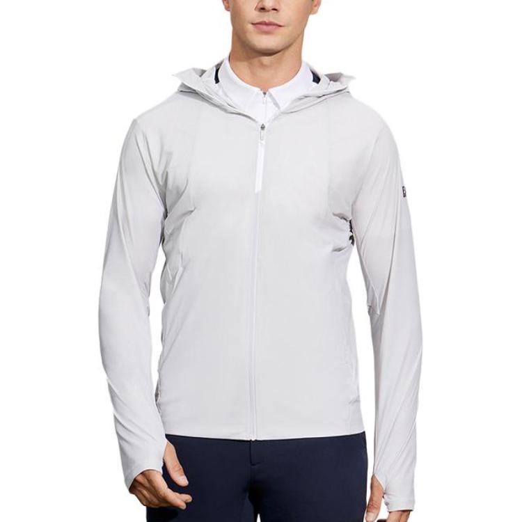 FILA Golf Series Solid Color Long Sleeve Hooded Sun Protection Jacket Men jackets Misty-Gray A11M425505FGY