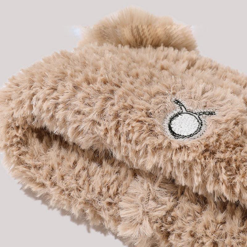 Winter Frauen Gestrickte Hut Bär Fell Ball Plüsch Hut Ohr Schutz Warme Mütze Hülse Kappe Skullies Beanies