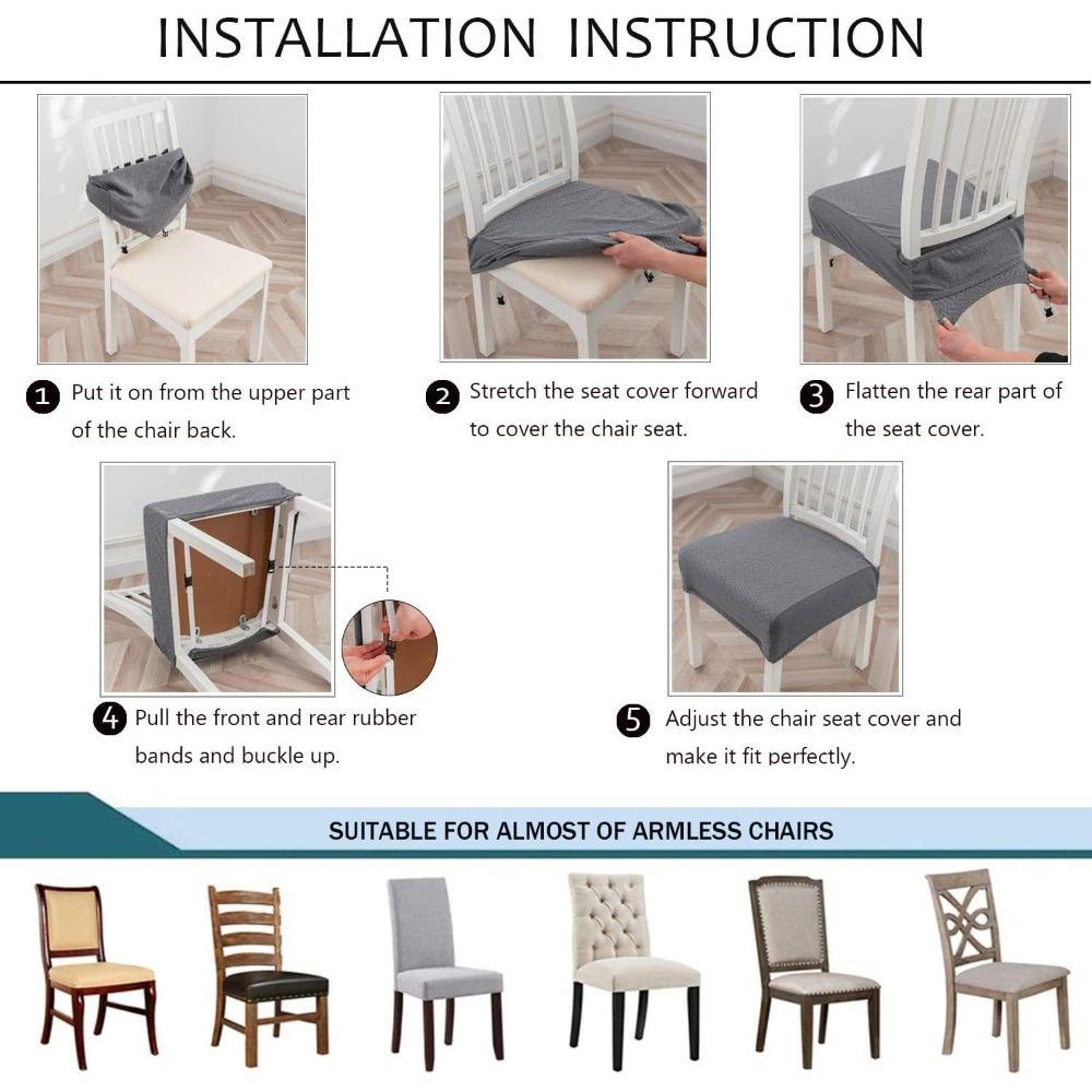 Removable Chair Seat Cover Solid Color Chair Cushion Cover Elastic Seat Protectors Restaurant