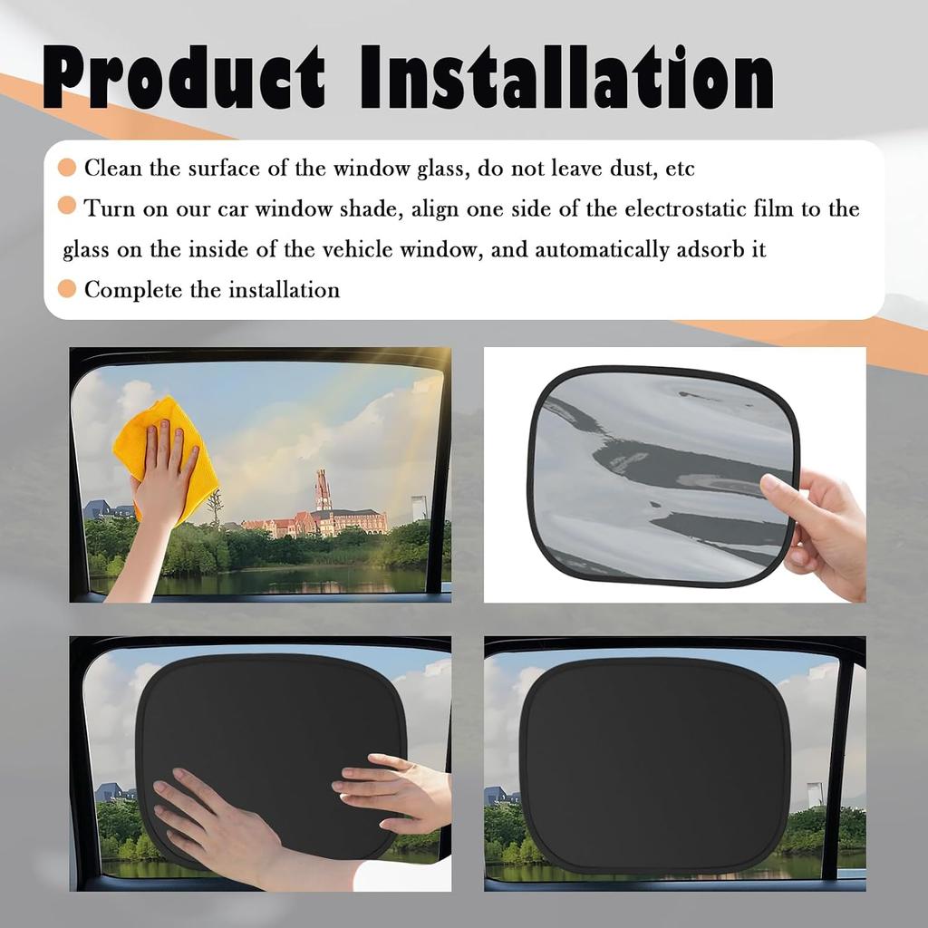 2PCS Rear Car Window Shades for Side Window,17.13x13.86 Car Windows Shade for Baby in Cars with Static Cling Design to Block Sunlight,Essential Side