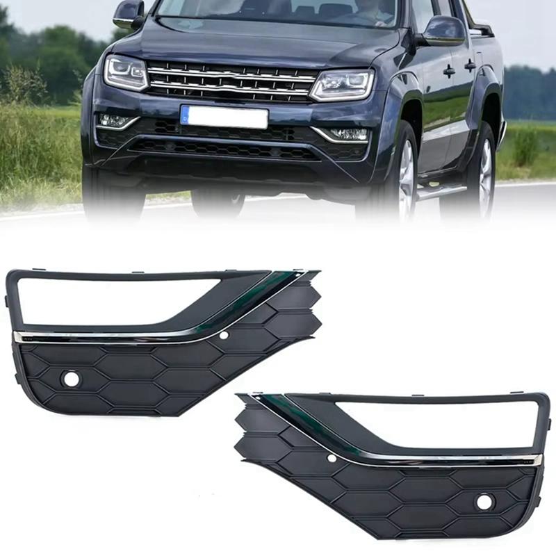 A58X-For VW Amarok 2016- Front Bumper Fog Lights Cover Grill Driving Lamp Foglamp Grill Car Accesorios