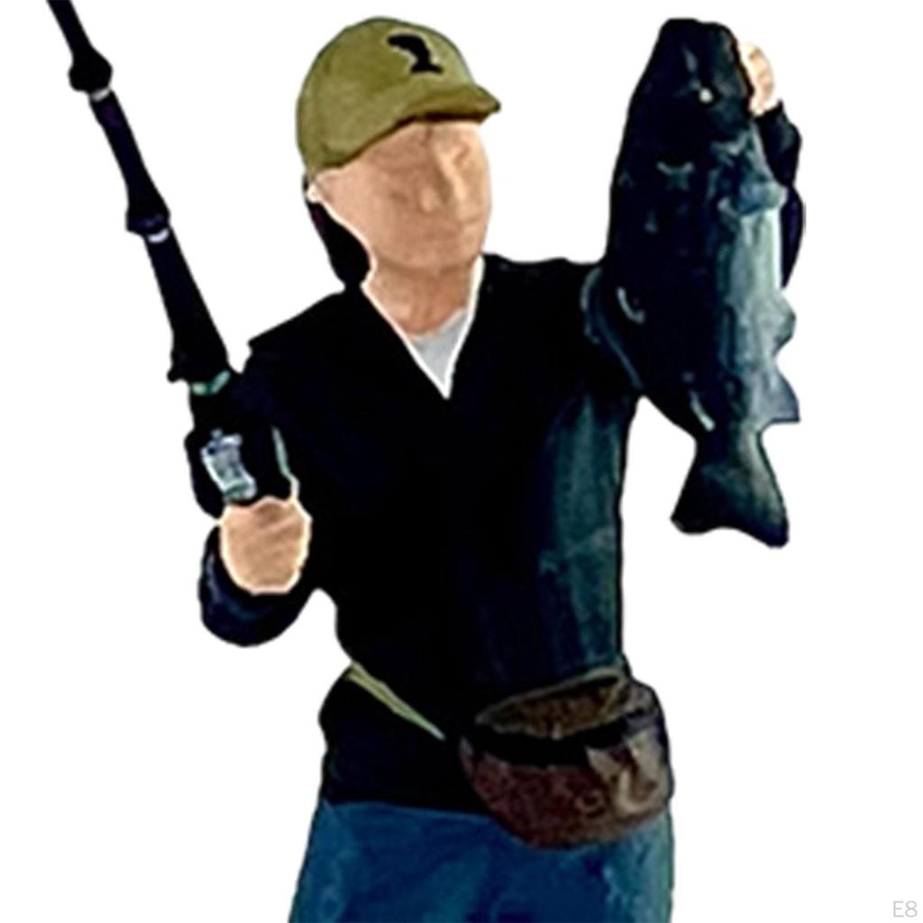 1/64 Scale Fishing Figure Character Landscape Accessories Resin Ornament Tiny People Model