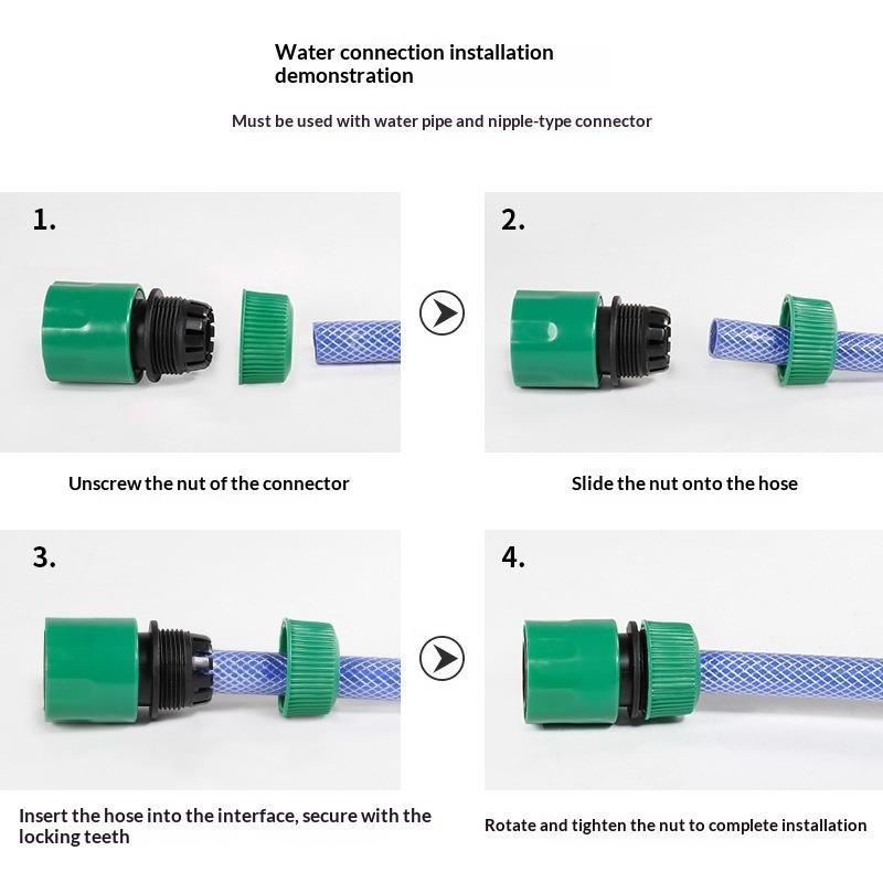 1Pcs Green Quick Connect 4-Point Water Connector, Universal Gardening Watering And Car Washing Water Pipe Quick Connect Accessory