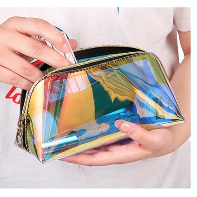 Iridescent Red Laser TPU Makeup & Skincare Travel Bag - Waterproof & Portable