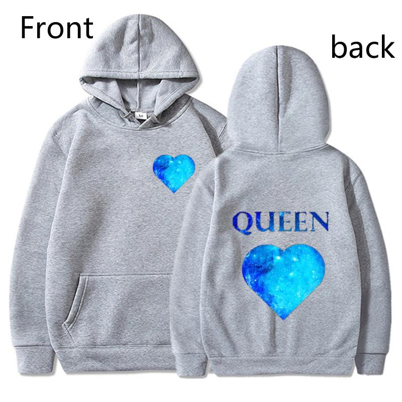 King and Queen Mikiny s potiskem pro milovníky Móda Ženy Muži Ležérní Grafika Kreativní pár Mikiny Podzim Zimní Pulovry