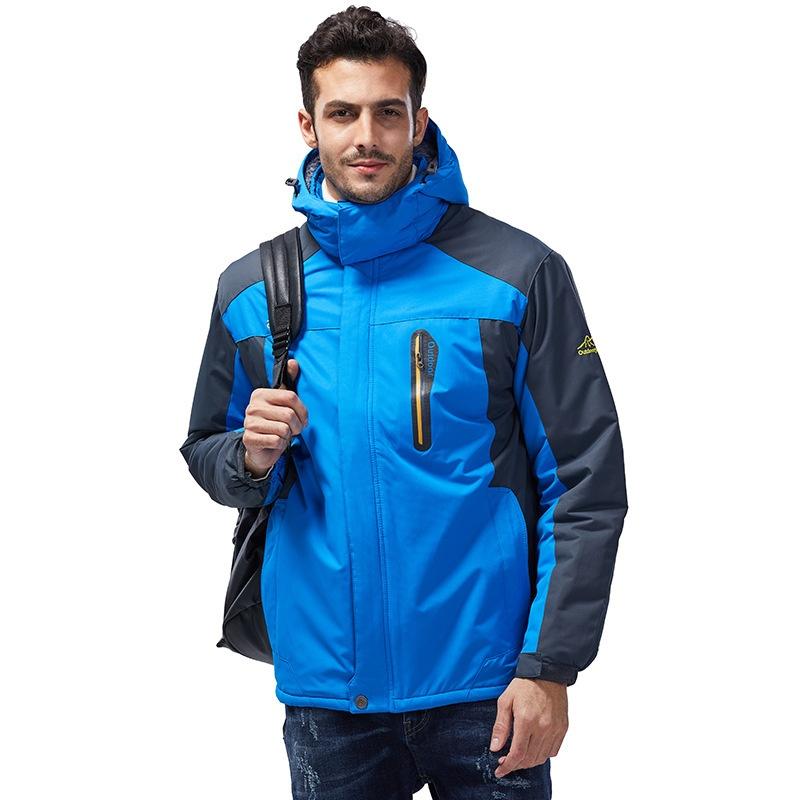 Men's Mountain Jacket Waterproof Fleece Liner Snow Coat Warm Winter Windproof Hooded Raincoat