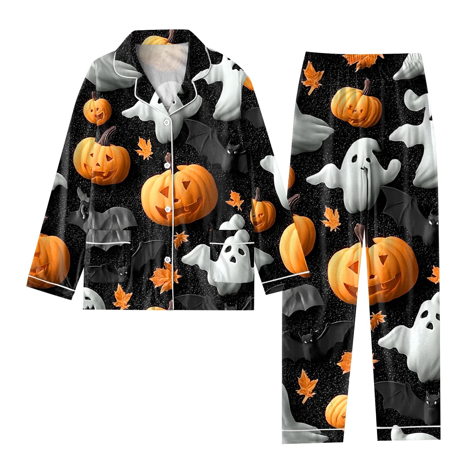 

Женский костюм из 2 предметов с принтом, топ на пуговицах с длинными рукавами, широкие брюки, комплект, пижамный домашний повседневный костюм XXL чёрный