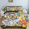 Set Biancheria da Letto con Fantasia Astratta Psichedelica Graffiti Cartoni Animati per Bambini Ragazzi Ragazze Twin Queen Size Copripiumino Federa Letto Bambini Adulti