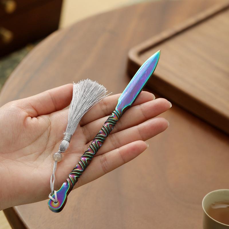 304 tea knife Damascus pattern handmade Pu'er tea needle pry tea tool tea cake tea cone tea set accessories