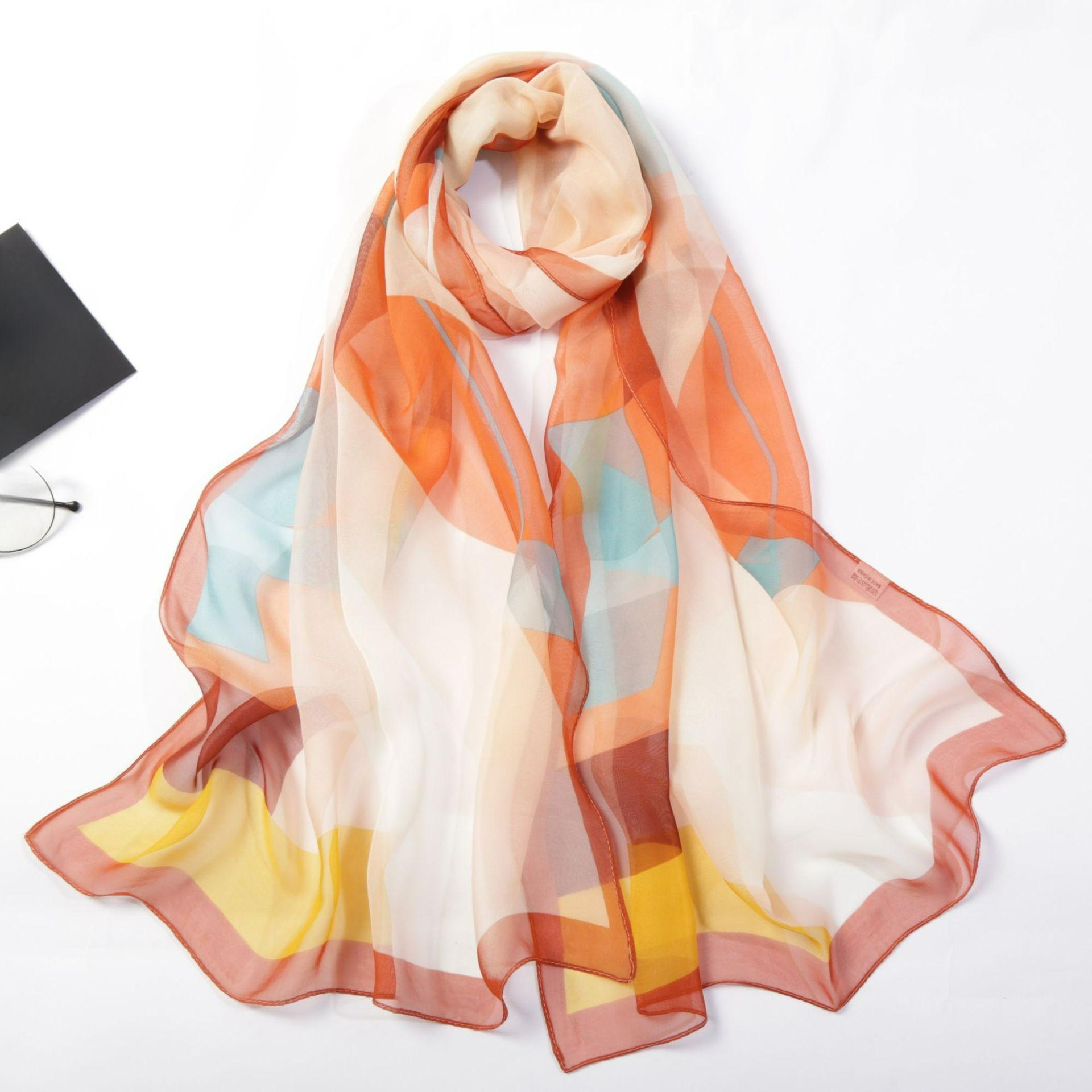 

Silk Scarf Casual Color Triangle Geometry Light and Delicate Tooling Gift Women Silky and Elegant Beauty 160*50cm
