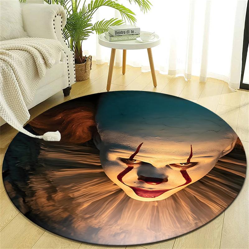 1pc Pennywise3 Design Printed Area Round Carpet for Bedroom Living Room Home Decor Rugs Mat Non Slip Mat Rug for Bedside