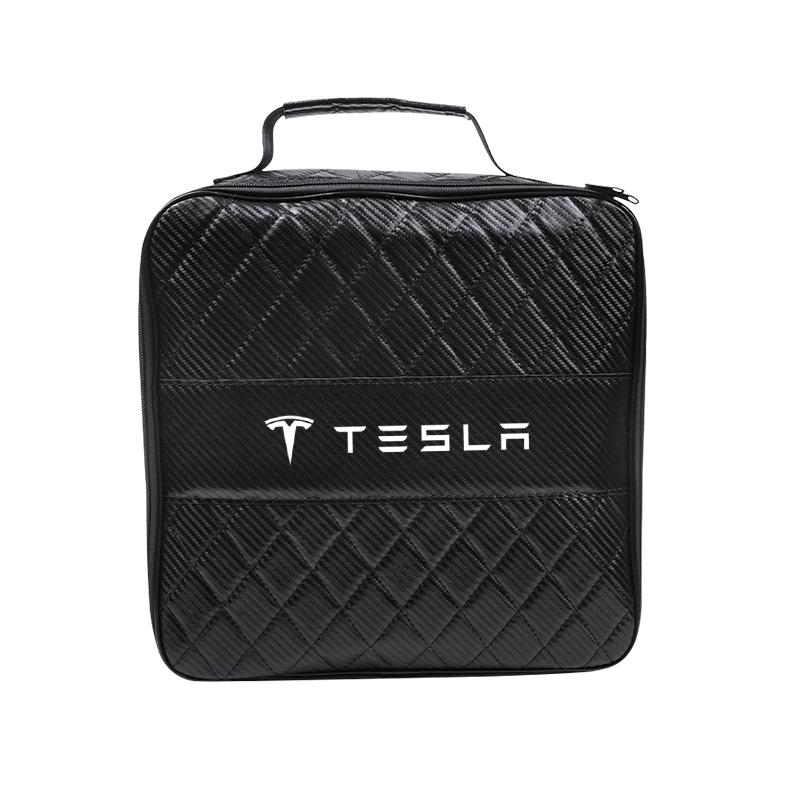Car Charging Gun Leather Bag Storage Box Auto Accessories For Tesla Juguete Roadster Coil Bonina Model 3 Y S X Cybertruck