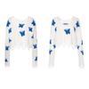 Sweater Butterfly Knitted Top Off shoulder Ripped Short Korean Lazy Style Short Sweater Women's Summer and Autumn