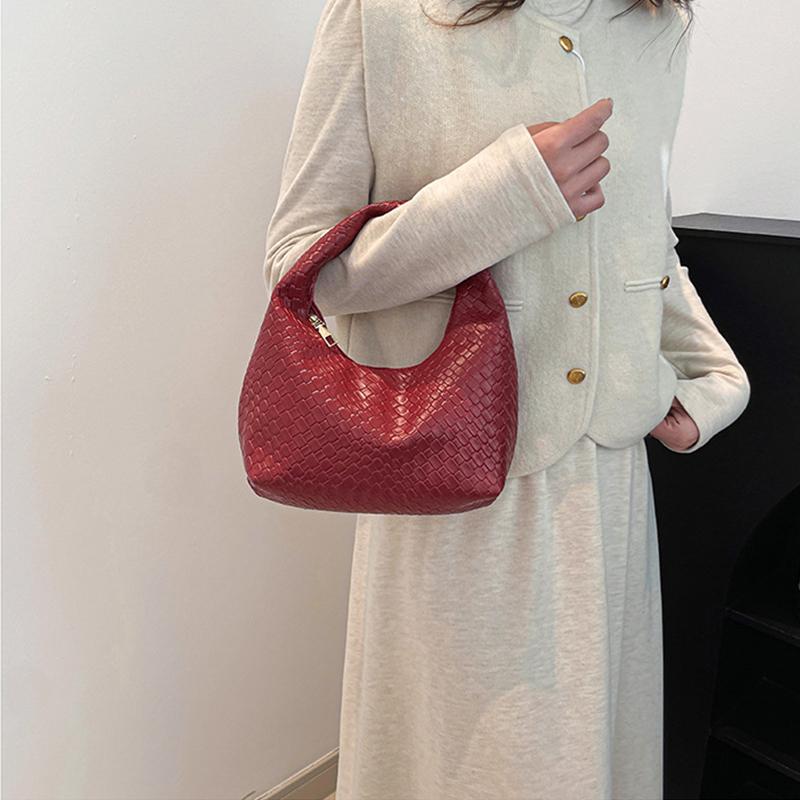 Moda PU Dokuma Çanta Kırmızı Cüzdan Koltuk Altı Çantası Modaya Uygun Hilal Cep Telefonu Cüzdanı ve Kadınlar İçin El Çantaları