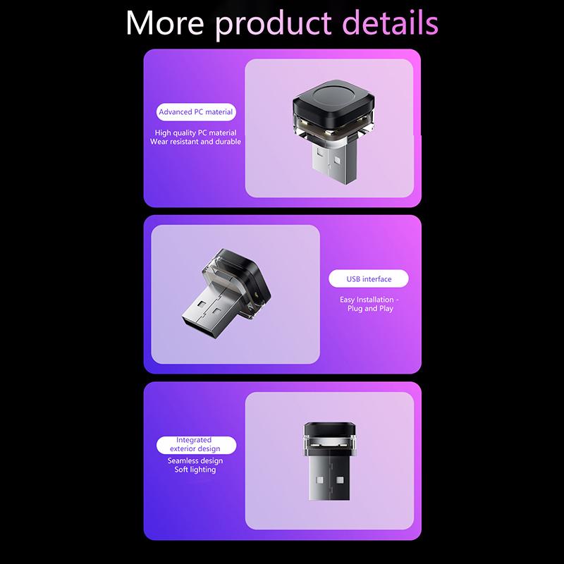 Universal Usb Car Interior Ambient Atmosphere Light Mini Led Signal Lamp For Truck Vehicles Decorations Pc Auto Plug And Play