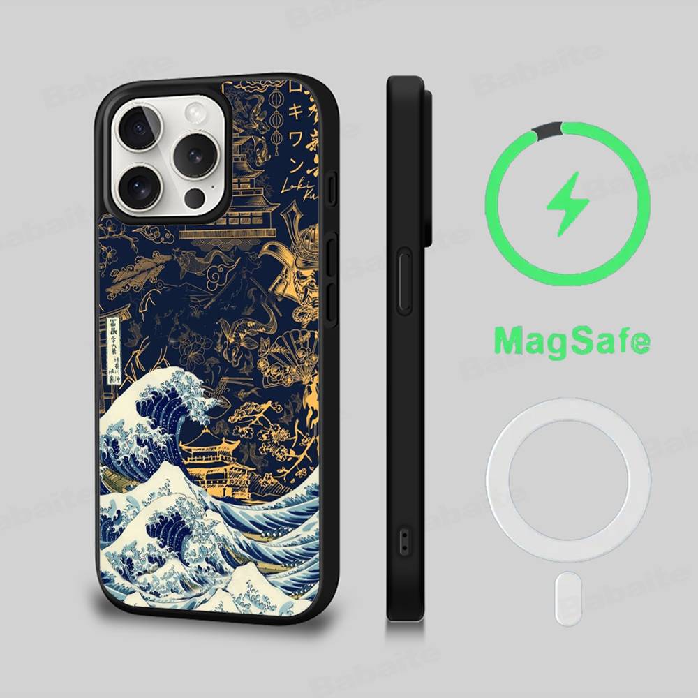 

Classic Artwork Great Wave Off Kanagawa Magnetic Matte Phone Case For IPhone 16 17 15 14 13 12 11 For Magsafe Wireless iPhone 15