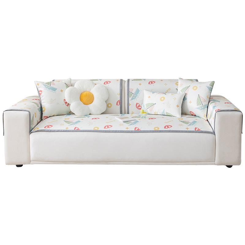 Cartoon Cute Summer Ice Silk Summer Mat Sofa Cushion Non-Slip Sofa Cover Cool Breathable Living Room Sofa Cover Towel
