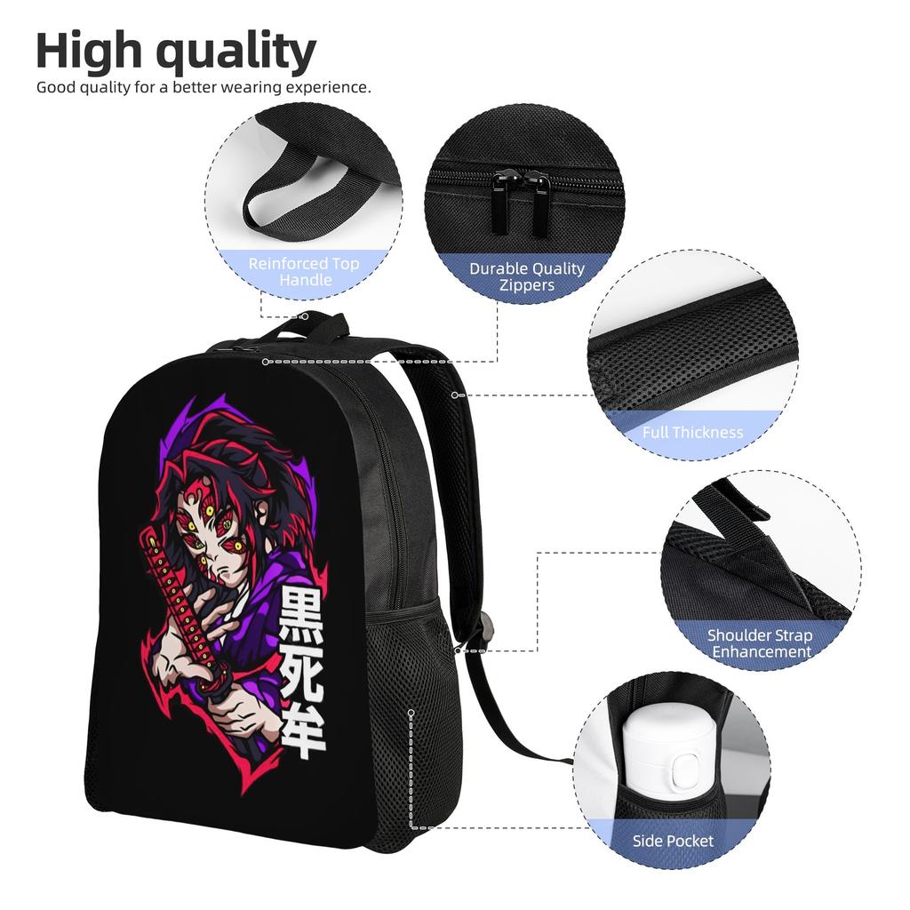 Demon Slayers Backpack for Women Men Waterproof College School Kokushibo Bag Printing Bookbag