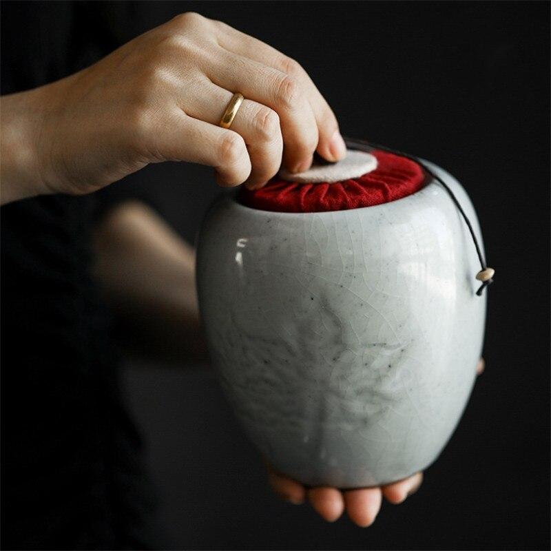 Ceramic Tea Caddies Coarse Pottery Moisture-proof Canisters Sealed Can Storage Tank Food Container