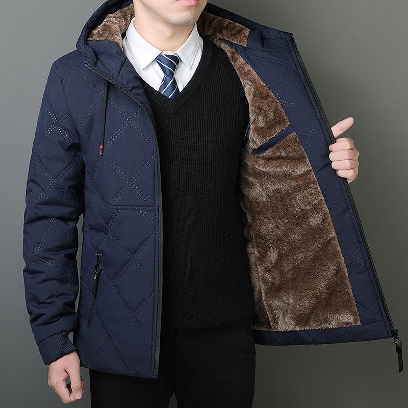 

Зимняя мужская флисовая утепленная куртка с капюшоном, модная повседневная зеленая утепленная куртка 5XL темно-синий