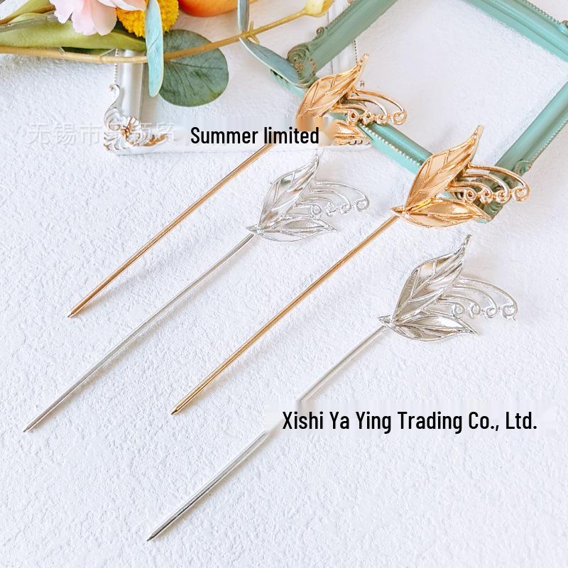 Plain Embryo Alloy Hairpin with Big Leaf Design and Electrophoretic Color Retention