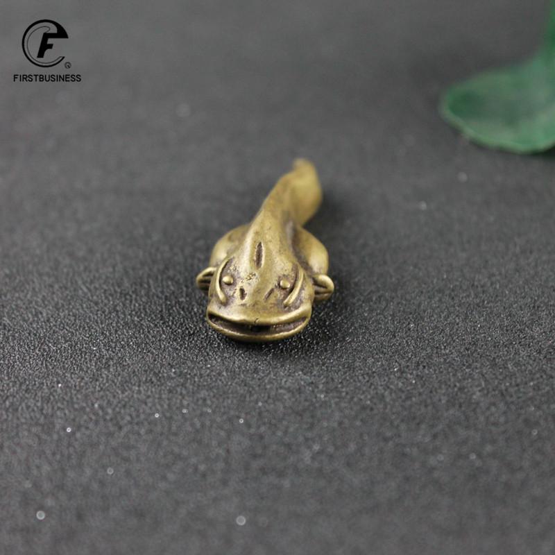New Strange Retro Brass Creative Tadpole Statue Small Ornament Copper Animal Sculpture Home Desk Decoration Tea Pet Key Chain