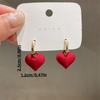 Red Heart Dropper Earrings for Women Versatile in All Seasons Suitable for Daily Wedding Occasions