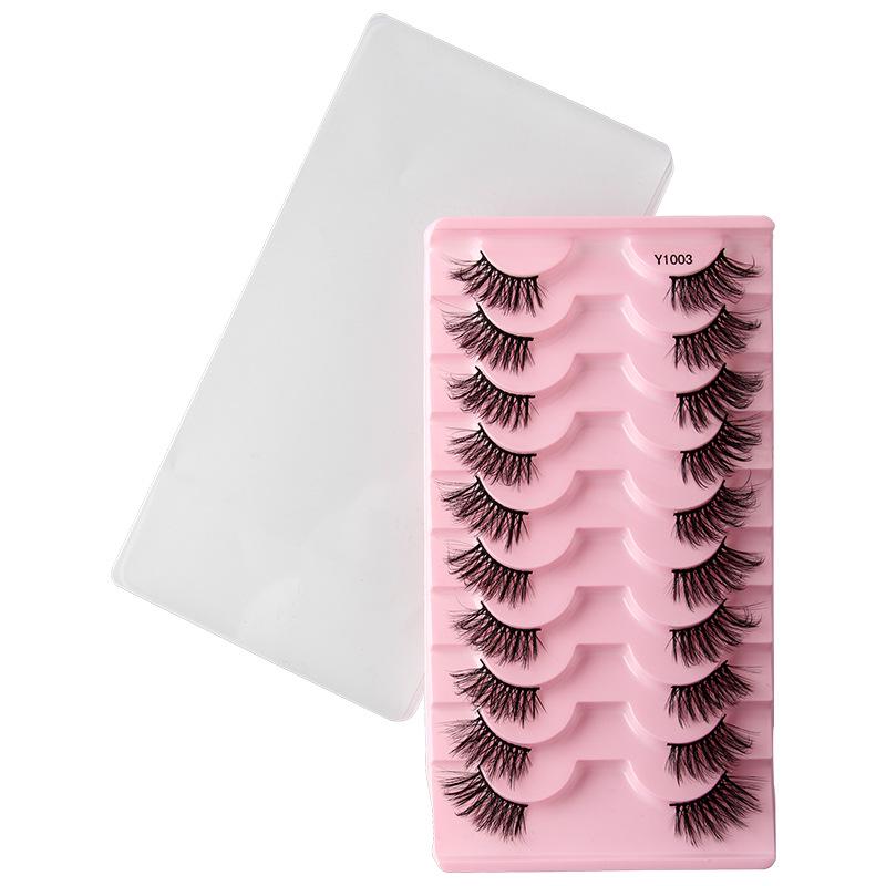 10-Pair Pack of Faux Mink Thick Half-Eye False Eyelashes