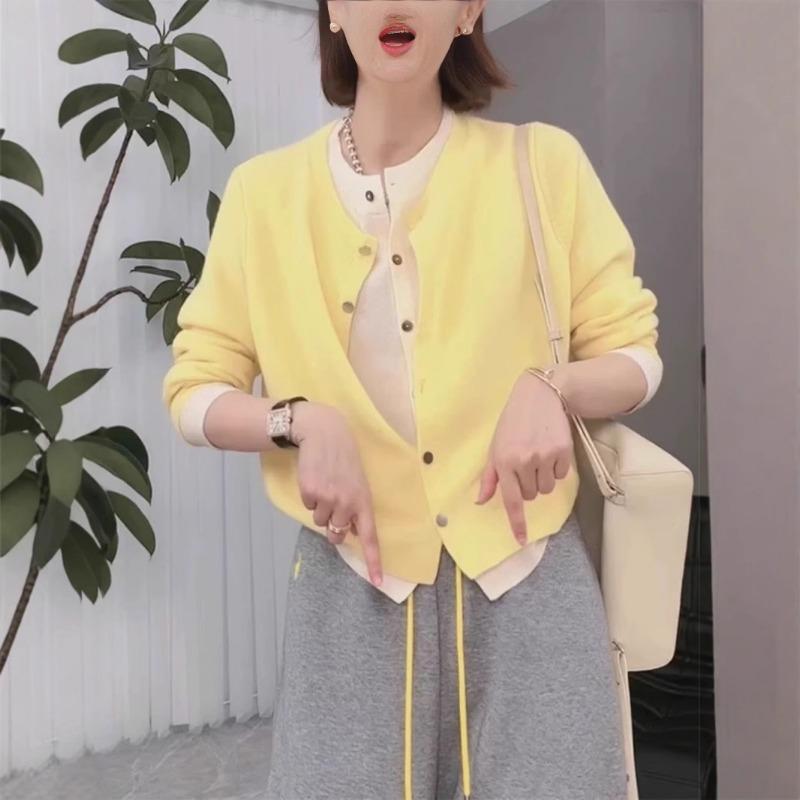 Fake Two-piece Knitted Cardigan New Spring and Autumn Loose Soft Waxy Gentle Casual Versatile Knitted Sweater Sweater Jacket