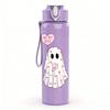 1PC Cute Ghost With Pink Heart Print 750ml Color Plastic Sports Water Bottle Leakproof Flip Straw Lid Suitable for Sports Office Home Use