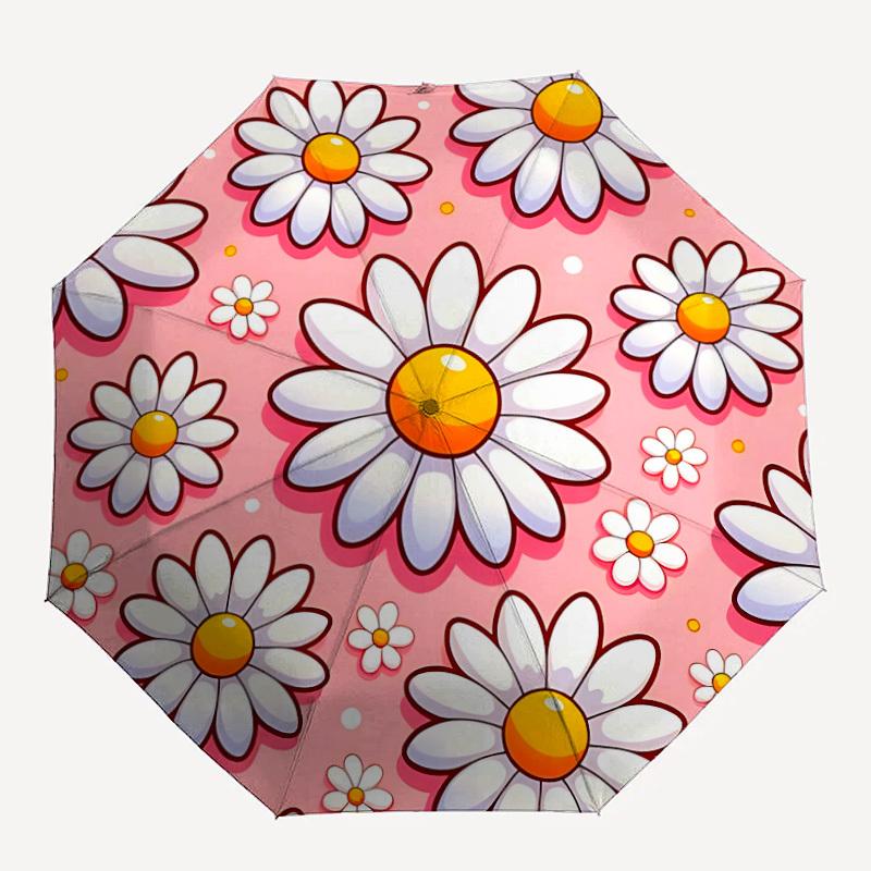 1pc Flower Pattern Fashionable Automatic Opening/Closing Folding Umbrella with 8 Bones, Windproof Portable, Daily Use155