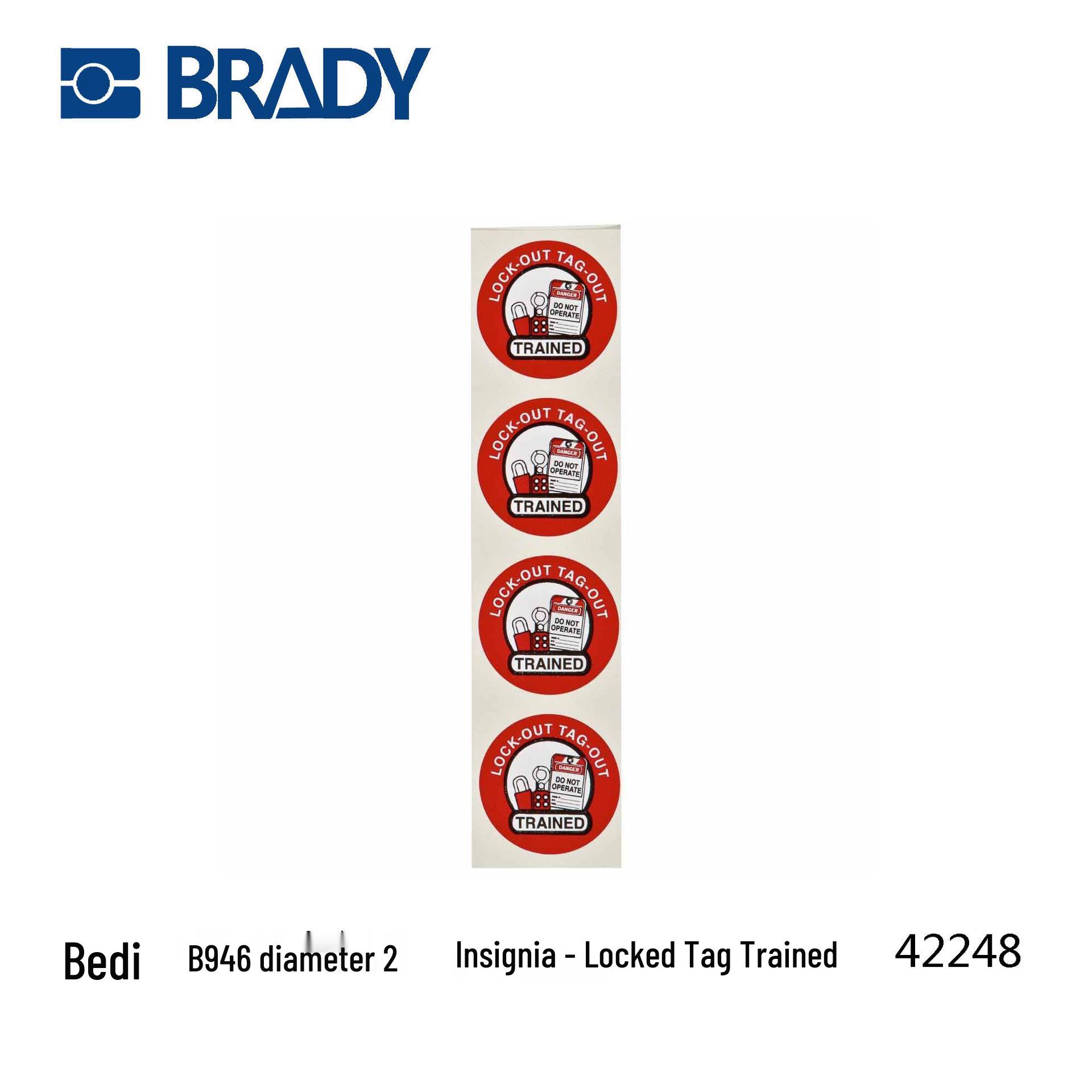 Bedi B946 Safety Helmet Label - Lockout Tagout Hat Badge, Industrial Accurate Label 50193