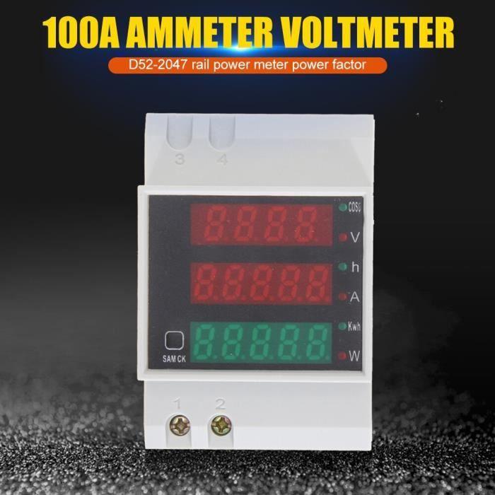 D52-2047 Din Rail Ammeter Voltmeter Active Power Factor Time Energy Voltage Test T AC80V-300V D52 2047 -AOAE2265