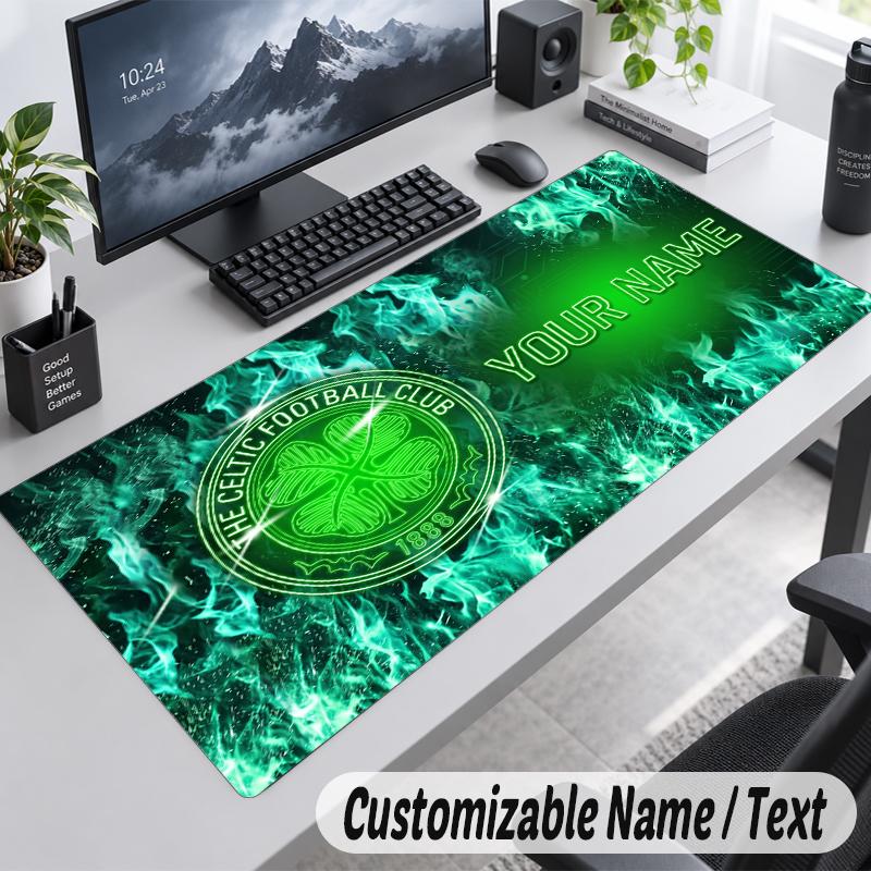Custom Name Text Mouse Pad Celtic FC Personalized Desk Pad For Work And Gaming