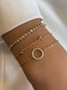 3Pcs Ladies Exquisite Synthetic Zircon Inlaid Circular Pendant Bracelet Set Sparkling Banquet Party Jewelry