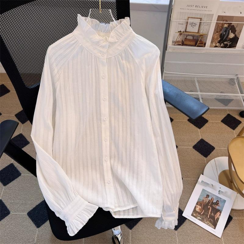 

Рубашка Wooden Ear женская дизайнерская Sense Niche Spring Белая рубашка с длинными рукавами и верхом 2XL белый