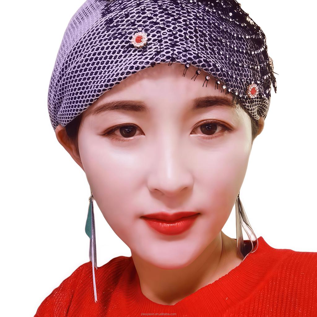 European and American Women's Fashionable Ethnic Acrylic Eco-Friendly & Breathable All Seasons Headscarf Muslim Hat