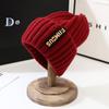 Winter Hat Knitted For Women With Letter Embroidery Korean Style For Daily Use