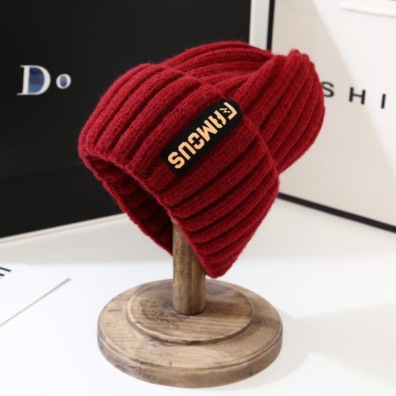 Winter Hat Knitted For Women With Letter Embroidery Korean Style For Daily Use
