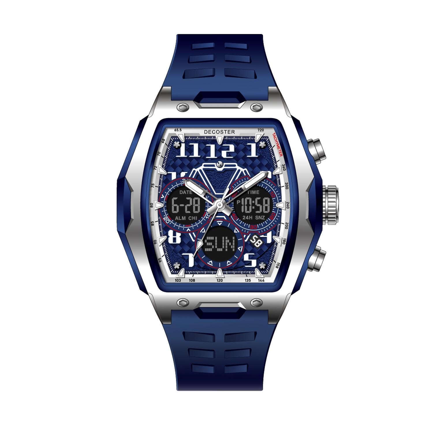 Multifunctional Fashion Sports Large Dial Hollow Luminous Waterproof Men S Wine Barrel Men S Watch Men S Watch