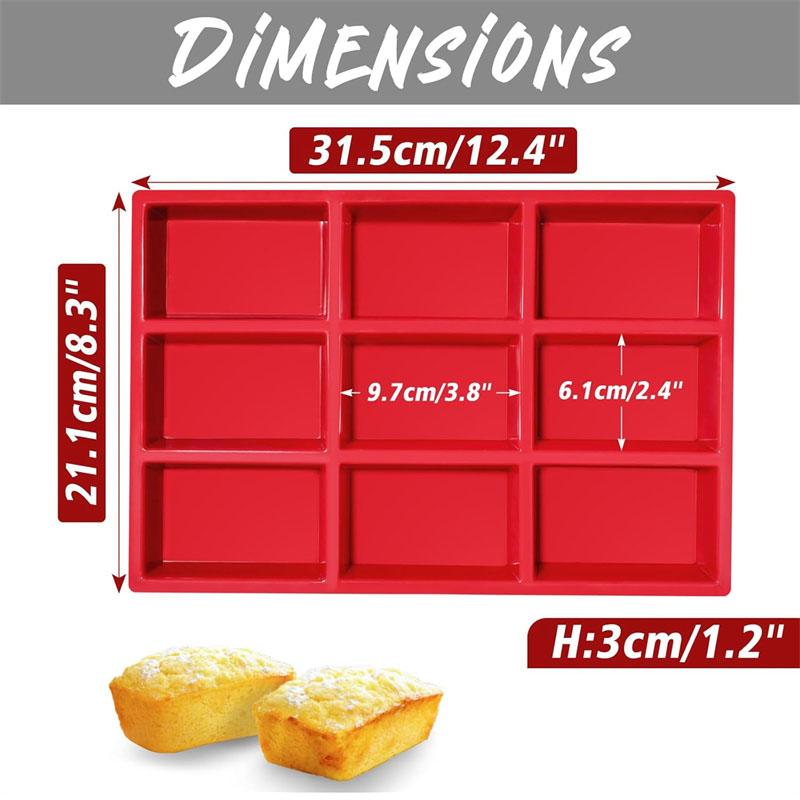 Mini Loaf Pans Non-Stick Mini Bread Pans 9 Cavity Silicone Bread Baking Molds Heat Resistant Baking Moulds for Bread Cornbrea