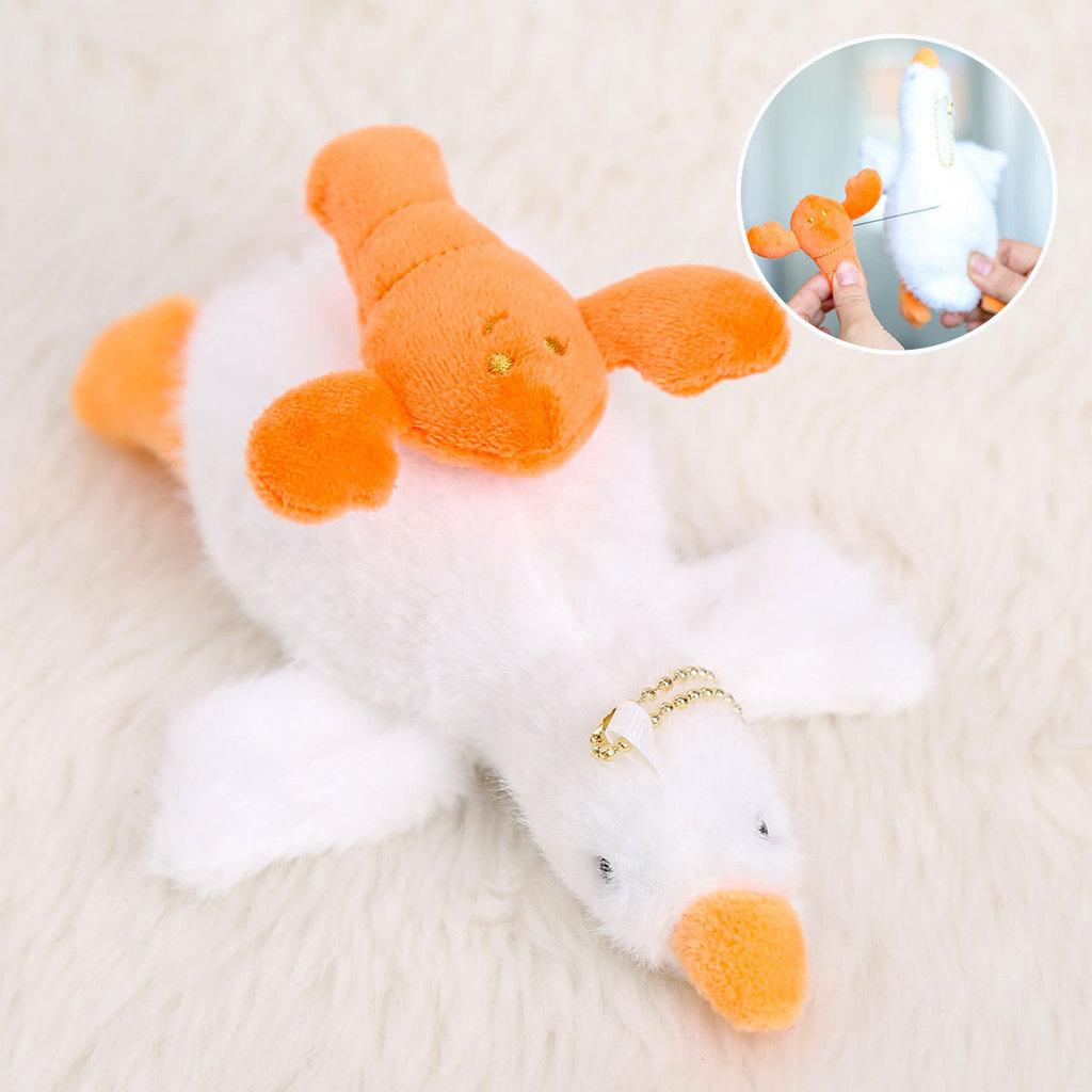 Plush Duck Keychain With Pullopen Lobster And Animal Design For Kids Gift