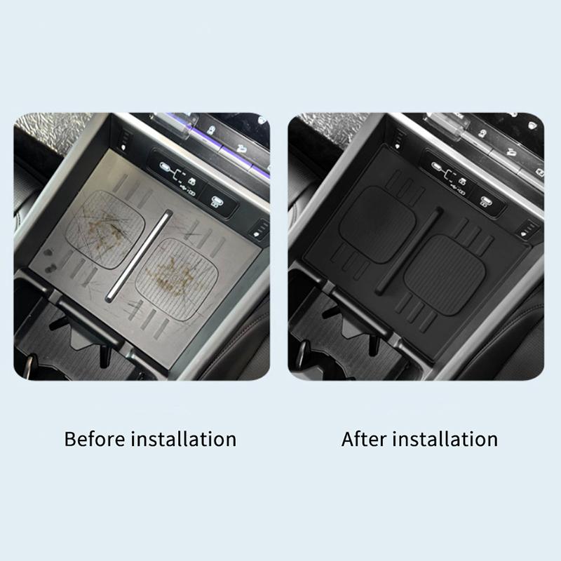 1 Piece For Hyundai Santa Fe 2024 Auto Interior Accessories Wireless Charger Mat Central Armrest Pvc Black Mats