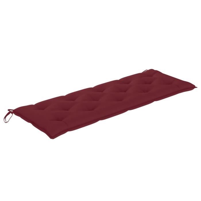 Banc de jardin - vidaXL - 159 cm - Bois de teck massif - Coussin rouge bordeaux - Empilable