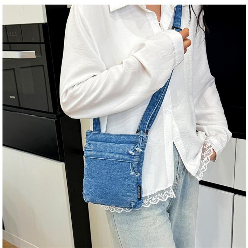 Washed Denim Crossbody Fashionable Phone Bag